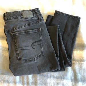 High Rise Straight AE Black Jeans